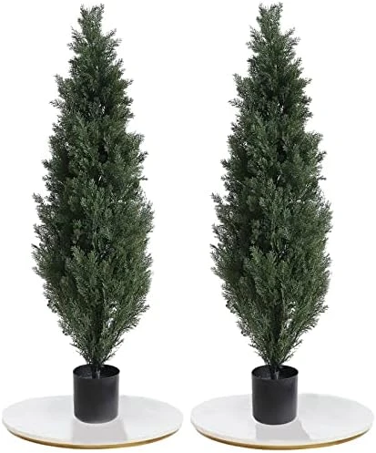 Momoplant (Set Of 2 4 Foot Artificial Cypress Topiary Tree Cedar Potted Plant Outdoor/Indoor 7 Momoplant (Set Of 2 4 Foot Artificial Cypress Topiary Tree Cedar Potted Plant Outdoor/Indoor - Image 7