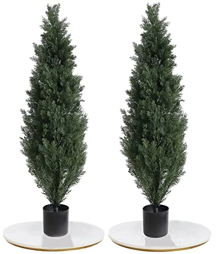 Momoplant (Set Of 2 4 Foot Artificial Cypress Topiary Tree Cedar Potted Plant Outdoor/Indoor 1 Momoplant (Set Of 2 4 Foot Artificial Cypress Topiary Tree Cedar Potted Plant Outdoor/Indoor