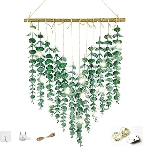 HYUZO Hanging Eucalyptus Boho Wall Decor Large Bedroom Eucalyptus Garland Artificial Eucalyptus Greenery Farmhouse Rustic Wall Hanging Fake Plants Leaves 5.6 Feet For Bathroom Living Room Decorations 6 HYUZO Hanging Eucalyptus Boho Wall Decor Large Bedroom Eucalyptus Garland Artificial Eucalyptus Greenery Farmhouse Rustic Wall Hanging Fake Plants Leaves 5.6 Feet For Bathroom Living Room Decorations - Image 6