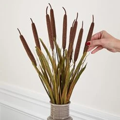 Factory Direct Craft Brown Artificial Cattails And Grass Bush For Fall Flower Arrangements And Autumn Displays (24" H) -Green Leaf Store 51faVwLjNeL