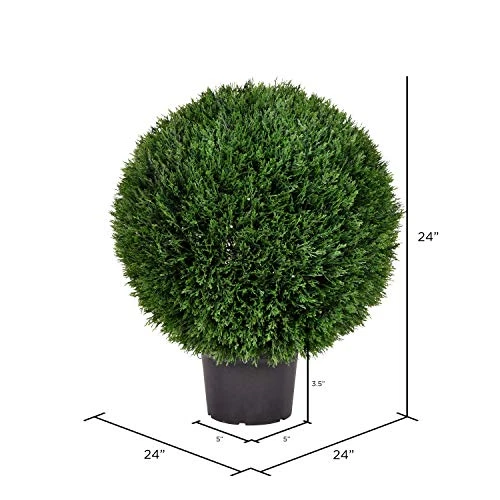 Vickerman Everyday 24" Artificial Silk Cedar Topiary Ball - UV Resistant Indoor Outdoor - Potted Natural Green - Home Patio Tabletop Faux Bush Decoration 2 Vickerman Everyday 24" Artificial Silk Cedar Topiary Ball - UV Resistant Indoor Outdoor - Potted Natural Green - Home Patio Tabletop Faux Bush Decoration - Image 2