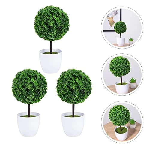 FOMIYES Artificial Plants 3pcs Potted Topiary Balls Mini Potted Boxwood Artificial Greenery Plant In Pot Table Centerpiece For Farmhouse Mantel Shelf Office Desk Decor Home Decor 4 FOMIYES Artificial Plants 3pcs Potted Topiary Balls Mini Potted Boxwood Artificial Greenery Plant In Pot Table Centerpiece For Farmhouse Mantel Shelf Office Desk Decor Home Decor - Image 4