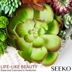 Seeko Artificial Succulents (14 Pack) - Premium Succulent Plants Artificial - Realistic Faux Succulents - Unpotted Textured Fake Succulents Decor For DIY - Fake Plants -Green Leaf Store 51gAZbytAML