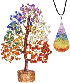 FASHIONZAADI Seven Chakra Tree - Crystal Gifts - Crystal Tree Of Life - Tree Of Life Decor - Gem Tree - Luck Crystal - Tree Of Life Chakra Stones - Crystal Bonsai Tree - Crystal For Desk - Money Tree -Green Leaf Store 51gKnJRpraL. AC