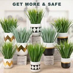 Artificial Plants Small Faux Plant Decor 3Pcs Fake Potted Plant Faux Plants In Pots Fake Grass Pot For Home Table Office Desk Room Bathroom House Indoor Decorative Gifts -Green Leaf Store 51gQ4j3vBhL