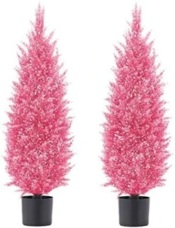 TWO Pre-potted 3' Artificial Cedar Topiary Outdoor Indoor Tree -Green Leaf Store 51gwZ31QGhL. AC