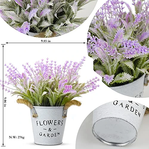 Supecaty 2 Pack Artificial Plants Fake Purple Lavender And Blueberry Plants In Metal Pots, Small Farmhouse Flowers For Indoor Outdoor Home Bathroom Kitchen Office Party Decoration 3 Supecaty 2 Pack Artificial Plants Fake Purple Lavender And Blueberry Plants In Metal Pots, Small Farmhouse Flowers For Indoor Outdoor Home Bathroom Kitchen Office Party Decoration - Image 3