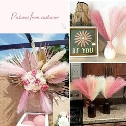 Serwalin Pampas Grass Pink 17.7 Inch 6pcs, Artificial Pampas Grass Faux Pink Pompas Grass Decor, Short Pompous Grass Blush Room Decoration, Wedding Centerpieces Mothers Day Pink Home Decor -Green Leaf Store 51hh3A148pL