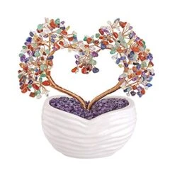 Top Plaza 7 Chakra Healing Crystals Stones Tree Gemstones Bonsai Money Tree Good Luck Wealth Figurine Decor For Home Living Room Love Heart Wedding Decoration 8 Inches
