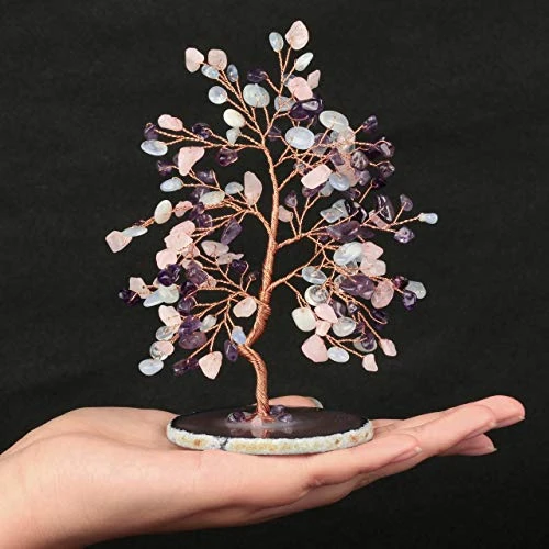 CrystalTears Crystal Gemstone Tree Amethyst Rose Quartz Aquamarine Crystal Money Tree Feng Shui Crystal Bonsai Tree For Good Luck Home Decoration 5.5"-6.3" 3 CrystalTears Crystal Gemstone Tree Amethyst Rose Quartz Aquamarine Crystal Money Tree Feng Shui Crystal Bonsai Tree For Good Luck Home Decoration 5.5"-6.3" - Image 3