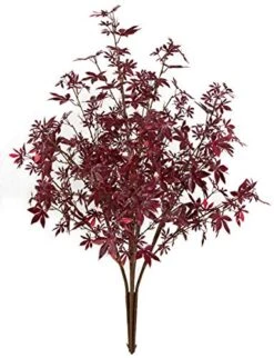 Windowbox 48 INCH Outdoor Artificial Maple Bush -Burgundy