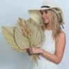 GENERIC Dried Palm Leaves - 3 Pcs Stunning Dried Palm Leaf And 15Pcs Bunny Tails Dried Flowers | Gorgeously Thick Dried Palm Leaves Decor And Bunny Tail For Wedding, Home And Boho Decor | 18 Inch