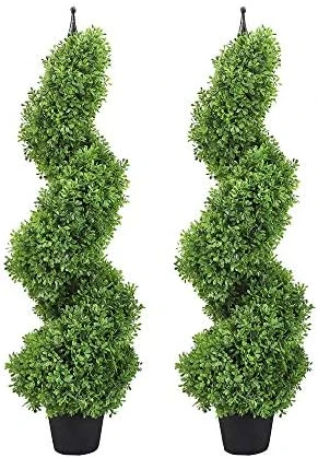MOMO Plant Two Sets 3Ft Artificial Plants Boxwood Leave Topiary Tree Spiral Indoor/Outdoor Potted Fake Plant Green (35inch) 6 MOMO Plant Two Sets 3Ft Artificial Plants Boxwood Leave Topiary Tree Spiral Indoor/Outdoor Potted Fake Plant Green (35inch) - Image 6