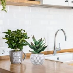 Set Of 3 Small Potted Succulent Plants Artificial Hanging Succulent Aloe In Gray Concrete Ceramic Pots With Geometry Textured For Party Favor Gift Windowsill Table Shelf Indoor Outdoor Greenery Decor -Green Leaf Store 51iMJSUSwuL