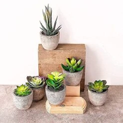 Sophia's Garden Small Artificial Succulents Plants Artificial Potted Fake Plant Decor Bedroom (6 Piece Faux Succulents In Pots 2.3") Fake Succulent Decor Fake Succulents Mini Succulents Desk Office -Green Leaf Store 51iVZx8zPhL