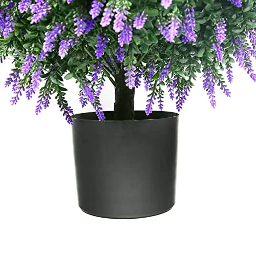 Sunnyglade 21.6” Tall Artificial Lavender Topiary Ball Tree Set Of 2 Pack Potted Bushes UV Resistant Potted Plants For Indoor Outdoor Home Garden(Purple) 3 Sunnyglade 21.6” Tall Artificial Lavender Topiary Ball Tree Set Of 2 Pack Potted Bushes UV Resistant Potted Plants For Indoor Outdoor Home Garden(Purple) - Image 3