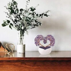 Jovivi Amethyst Crystal Heart Money Tree Healing Gemstone Bonsai Ornament For Wedding Ceremony Reiki Balancing Energy Meditation Feng Shui Wealth & Good Luck Home Indoor Office Decor 7.87"-8.26" -Green Leaf Store 51ixVIJF9rL