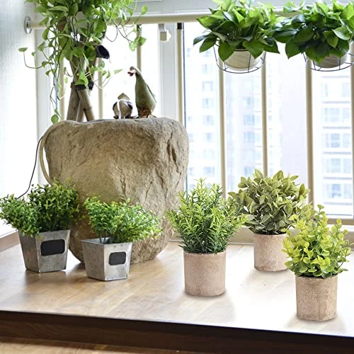 HomEdge Artificial Mini Potted Eucalyptus, 3 Packs Artificial Plastic Plant Greenery With Pot For Home, Office Desk Decoration 2 HomEdge Artificial Mini Potted Eucalyptus, 3 Packs Artificial Plastic Plant Greenery With Pot For Home, Office Desk Decoration - Image 2