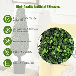 BestComfort 3ft Artificial Boxwood Topiary Tower Tree Set Of 2, Faux Plant Greenery Decor For House Garden Office And Store Decoration, Faux Potted Boxwood Plant, No Maintenance -Green Leaf Store 51j7AbfkYhL