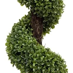 GreenBrokers 2 X Artificial Premium Quality Topiary Boxwood Spiral Trees In Black Pot For Indoor Outdoor Decor, UV Stable (4ft/120cm) …