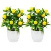 FQQWEE 2Pcs Artificial Lemon Tree Potted Plants 10Inch Mini Greenery Fake Lemon Fruit Bonsai Simulation Yellow Lemon Tree Topiary Plants For Home Offoce Party Decoration … -Green Leaf Store 51jvili5yDL