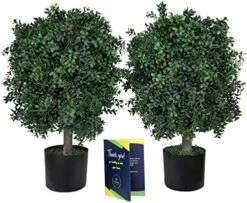 Tin Roof Interiors 24" Tall Artificial Boxwood Shrubs (2), Includes Galvanized Metal Pot, Outdoor Ready, Natural Looking Fake Potted Shrubs -Green Leaf Store 51k8MLKzNtL. AC