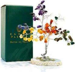 Handcrafted Healing Crystal Trees (Set Of 12), Bonsai Tree For Positive Energy & Chakra Balance, Feng Shui Tree Of Life, Perfect Home/Desk Decor, Reiki Good Luck Crystal Gifts By KarmaPledge -Green Leaf Store 51l 0ffCAL. AC