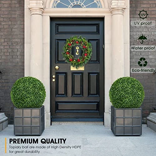 TTDMK 2 PCS 16 Inch Boxwood Balls With Ground Pegs And String, 4 Layers Artificial Plant Topiary Ball, UV Resistant Artificial Topiary Ball For Outdoor/Indoor, Garden, Front Porch, Wedding Décor 4 TTDMK 2 PCS 16 Inch Boxwood Balls With Ground Pegs And String, 4 Layers Artificial Plant Topiary Ball, UV Resistant Artificial Topiary Ball For Outdoor/Indoor, Garden, Front Porch, Wedding Décor - Image 4