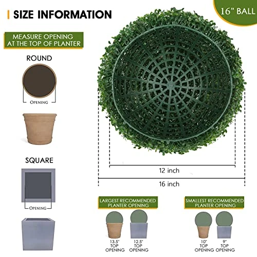 TTDMK 2 PCS 16 Inch Boxwood Balls With Ground Pegs And String, 4 Layers Artificial Plant Topiary Ball, UV Resistant Artificial Topiary Ball For Outdoor/Indoor, Garden, Front Porch, Wedding Décor 7 TTDMK 2 PCS 16 Inch Boxwood Balls With Ground Pegs And String, 4 Layers Artificial Plant Topiary Ball, UV Resistant Artificial Topiary Ball For Outdoor/Indoor, Garden, Front Porch, Wedding Décor - Image 7
