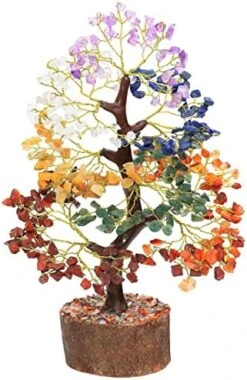 7 Chakra Crystal Tree Of Life - Handmade Feng Shui Bonsai, Attract Good Luck - Gemstone Tree, Home Decoration Crystals - Seven Chakra Tree For Positive Energy, Meditation Accessories, Money Tree Gift -Green Leaf Store 51lfwsTQLGL. AC