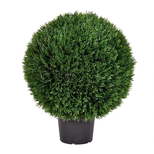Vickerman Everyday 24" Artificial Silk Cedar Topiary Ball - UV Resistant Indoor Outdoor - Potted Natural Green - Home Patio Tabletop Faux Bush Decoration 1 Vickerman Everyday 24" Artificial Silk Cedar Topiary Ball - UV Resistant Indoor Outdoor - Potted Natural Green - Home Patio Tabletop Faux Bush Decoration