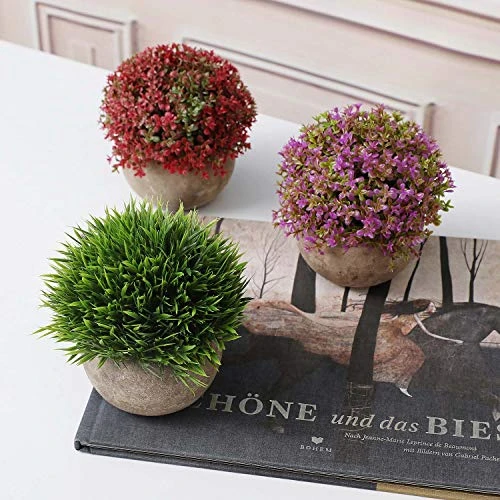 T4U Plastic Artificial Plants Fake Plants With Pots Decorative Colorful Lifelike Flower For Home/Office Decor Pack Of 3 2 T4U Plastic Artificial Plants Fake Plants With Pots Decorative Colorful Lifelike Flower For Home/Office Decor Pack Of 3 - Image 2
