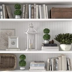 Barnyard Designs Set Of 2 (12.5") Artificial Boxwood Topiary Potted Plant Decorations, Mini Faux Fake Plant Greenery Arrangements In Pots For Office Desk Or Home Decor, 5.5" X 12.5" 13 Barnyard Designs Set Of 2 (12.5") Artificial Boxwood Topiary Potted Plant Decorations, Mini Faux Fake Plant Greenery Arrangements In Pots For Office Desk Or Home Decor, 5.5" X 12.5" -Green Leaf Store 51n10jca97L