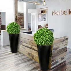 SunnyRoyal Topiary Ball Artificial Outdoor Boxwood Balls Topiary Lifelike Plants, Round Topiary For Indoor/Outdoor Decore, Rose Leaf 15 Inch, 1 Piece -Green Leaf Store 51nHU1Xj69L