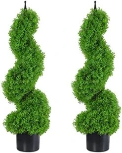 Momoplant Artificial Topiaries Outdoor Boxwood Trees, Spiral Topiary Tree 3 Ft(2 Pieces) Faux Topiary Tree Outdoor Feaux Plant For Decorative Indoor/Outdoor/Garden (35inch) -Green Leaf Store 51nRrgLVfGL. AC