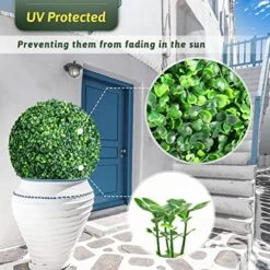 ROTEBIENE 2 Packs 21.6-inch Artificial Plant Topiary Balls For Outdoor Decor, Garden Spheres Decorative, Faux Boxwood Balls Plants For The Front Door, Porch, Backyard, Patio And Wedding NEUERMOND -Green Leaf Store 51nW9fmn16L