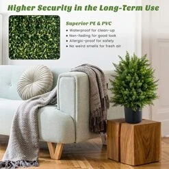 BECOMFORT 22'' Artificial Cedar Topiary Tree 2 Pack, Faux Shrub Brush Potted Tree Set With Cement Pot, Fake Greenery Decorative Potted Plants For Indoor Outdoor Use (Cedar Tree) -Green Leaf Store 51ntMsQteBL