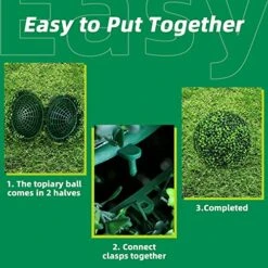 Easnwllim 2 PCS 14.96 Inch Artificial Boxwood Balls Decorative Faux Boxwood Balls Round Artificial Plant Topiary Ball For Backyard, Balcony, Garden, Wedding Party, Home Office -Green Leaf Store 51oK1xwSb8L