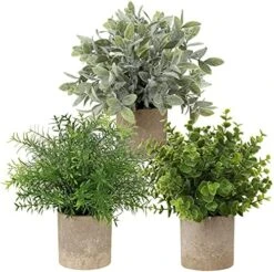 Briful Artificial Potted Plants Set Of 3 Small Faux Plant Eucalyptus Mini Fake Plant Decor For Home Table Office Room Desk Bathroom Shelf Kitchen Rustic Farmhouse Mantel Decoration -Green Leaf Store 51oKLjPPWQL. AC