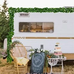 CQURE 24 Pack 168Ft Artificial Ivy Fake Vines,Ivy Garland Greenery Garland Fake Hanging Plants Vines Aesthetic Green Leaves For Bedroom Wedding Party Garden Wall Room Decor -Green Leaf Store 51oXzcrYs7L