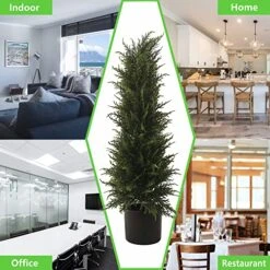 Softflame 33in Artificial Tall Cedar Topiary Tree Cypress Potted Plants, Artificial Plant Perfect For Home Office Indoor Decoration -Green Leaf Store 51ozou6Uo6L