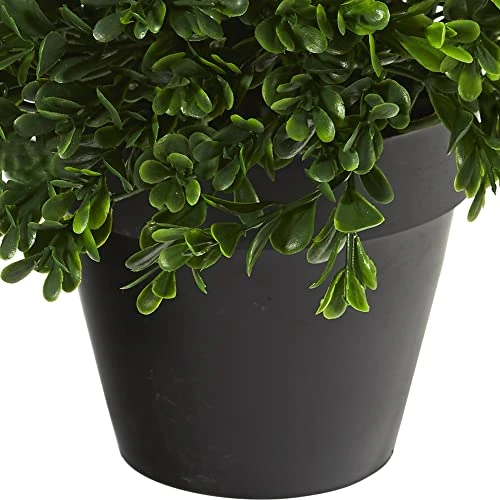 Nearly Natural Mini 10in. Boxwood Topiary Artificial Plant UV Resistant (Indoor/Outdoor), Green 3 Nearly Natural Mini 10in. Boxwood Topiary Artificial Plant UV Resistant (Indoor/Outdoor), Green - Image 3