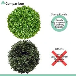SunnyRoyal Topiary Ball Artificial Outdoor Boxwood Balls Topiary Lifelike Plants, Round Topiary For Indoor/Outdoor Decore, Rose Leaf 15 Inch, 1 Piece -Green Leaf Store 51pwoi5tqxL