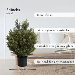 Cedar Artificial Bush,Faux Shrub,Topiary Artificial Cypress Tree,Includes Black Plastic Pot,2 Packs Fake Trees,Home Decor For Indoor And Outdoor,Faux Plants Outdoor,Artificial Greenery Set,24inch 6 Cedar Artificial Bush,Faux Shrub,Topiary Artificial Cypress Tree,Includes Black Plastic Pot,2 Packs Fake Trees,Home Decor For Indoor And Outdoor,Faux Plants Outdoor,Artificial Greenery Set,24inch -Green Leaf Store 51qNk3O1XwL