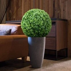 FLORALEAF 15" Artificial Boxwood Topiary Ball Topiary Tree Plants Lifelike Substitute Artifical Plant Balls For Wedding Decore -Indoor/Outdoor Decoration, Rose Leaf, 1 Piece -Green Leaf Store 51qjqlrNtwL. AC 1