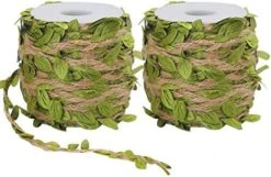 Tenn Well 66Ft Natural Jute Twine, 5MM Burlap Leaf Ribbon With Artificial Vine Green Leaves For Wedding Home Garden Jungle Safari Party Decorations -Green Leaf Store 51r4a8ZU08L. AC