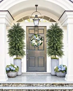 YEMMEN 2 Pack 3.5ft Artificial Cedar Topiary Trees, Outdoor Artificial Plants For Front Porch Décor, Artificial Shrubs Fake Plants Uv Rated Potted Plants For Outdoor, Indoor, Front Door, Office. -Green Leaf Store 51r73cHVDsL