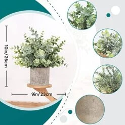 Der Rose 3 Pack Mini Potted Fake Plants Artificial Plastic Eucalyptus Plants For Home Office Desk Farmhouse Room Decor