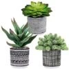 Winlyn Set Of 3 Assorted Small Potted Succulents Arrangement Artificial Succulent Plants In Black And White Geometric Pots For Table Centerpiece Windowsill Shelf Indoor Outdoor Garden Greenery Decor 16 Winlyn Set Of 3 Assorted Small Potted Succulents Arrangement Artificial Succulent Plants In Black And White Geometric Pots For Table Centerpiece Windowsill Shelf Indoor Outdoor Garden Greenery Decor -Green Leaf Store 51rzglB7vaL