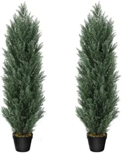 Binnny Flower 4ft Topiary Trees Artificial Outdoor 2 Pack Cedar Pine Faux Bushes And Shrubs Fake Potted Plants UV Rated 4 Feet For Front Porch Home Indoor Decor 13 Binnny Flower 4ft Topiary Trees Artificial Outdoor 2 Pack Cedar Pine Faux Bushes And Shrubs Fake Potted Plants UV Rated 4 Feet For Front Porch Home Indoor Decor -Green Leaf Store 51sCkagaHOL. AC